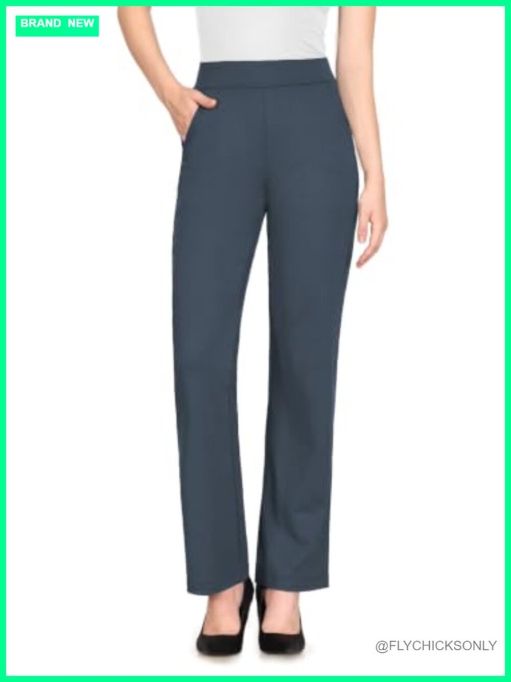 Wide Leg Dress Pants Women Pull On Stretchy Slacks Business Casual